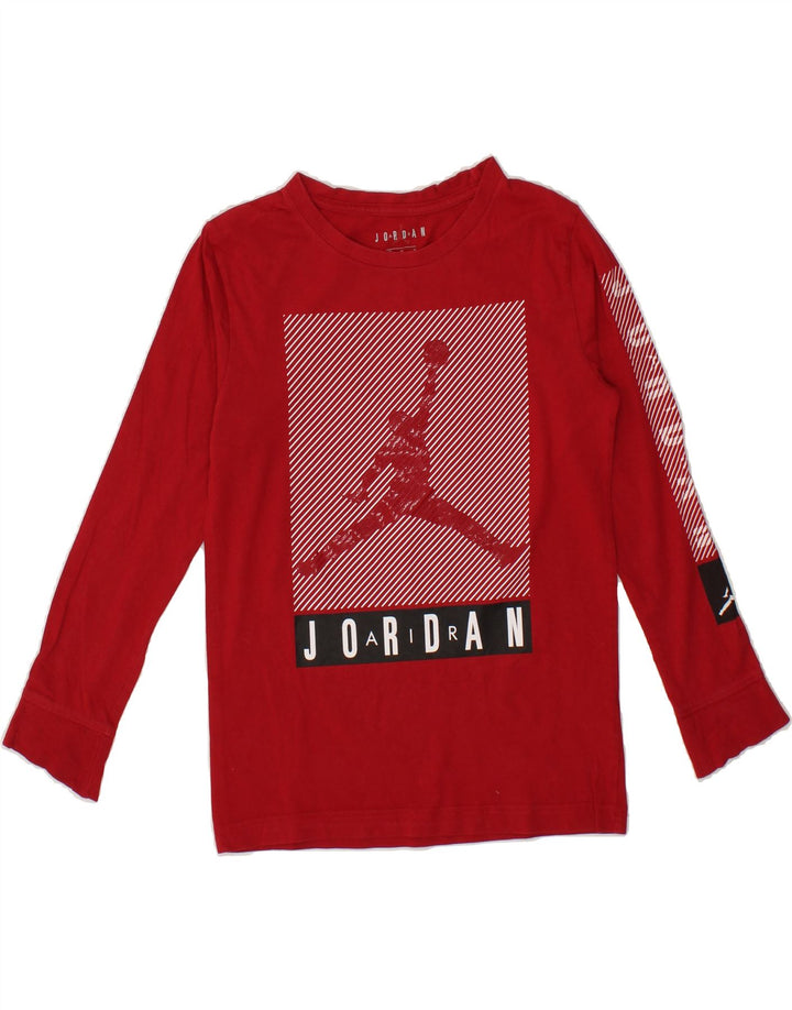 JORDAN Boys Graphic Top Long Sleeve 10-11 Years Red Cotton Vintage Jordan and Second-Hand Jordan from Messina Hembry 