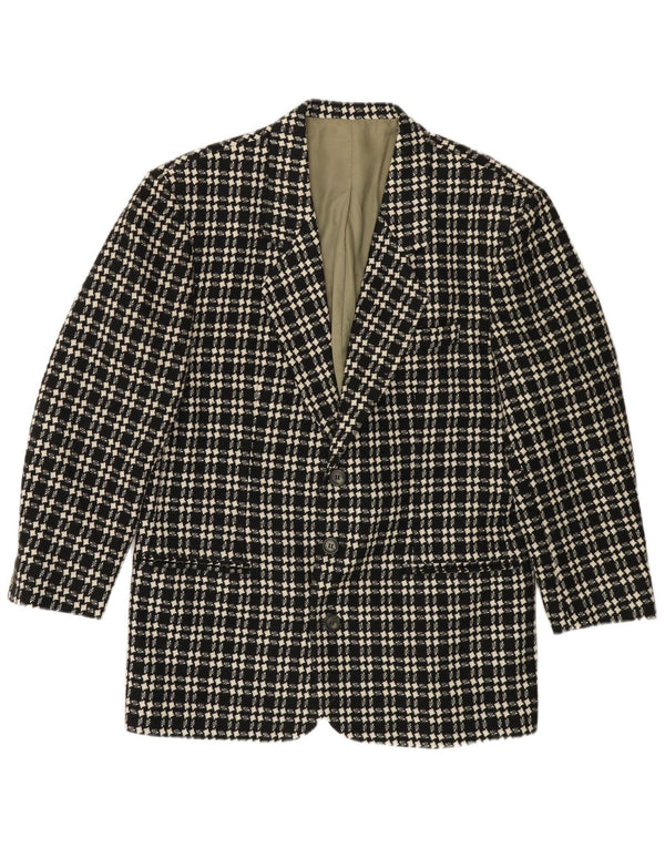 Jachetă pentru bărbați VINTAGE cu 3 nasturi IT 48 Lână cu picior de gală mediu neagră