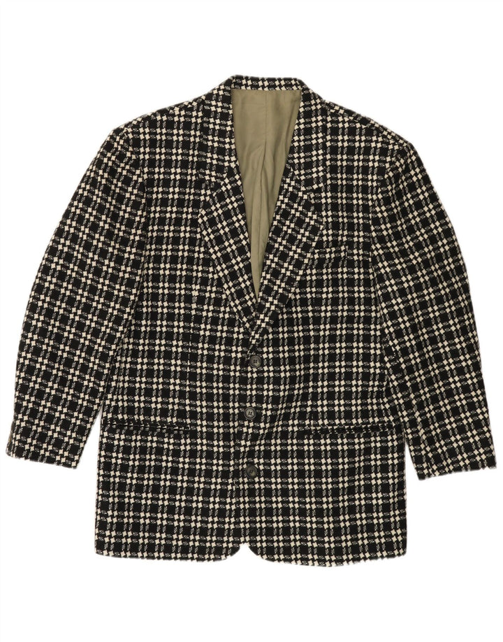 Jachetă pentru bărbați VINTAGE cu 3 nasturi IT 48 Lână cu picior de gală mediu neagră