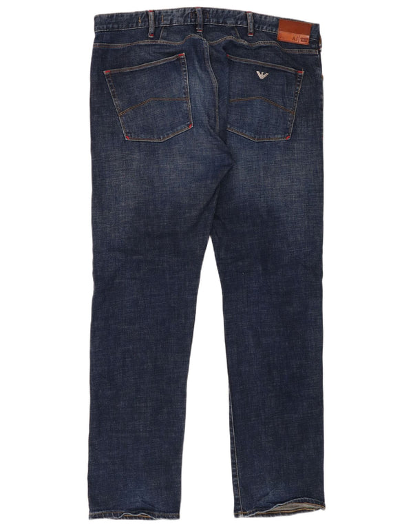 Armani Mens Regular Straight Jeans W40 L34 Navy Blue Cotton