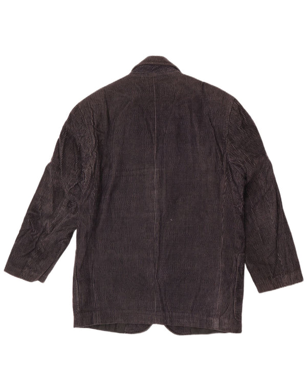 Ferre Womens 2 Button Corduroy Blazer Jacket IT 44 Medium Navy Blue Cotton