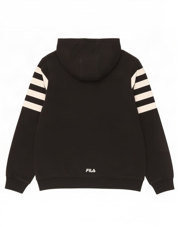 Fila Boys Hoodie Jumper 11-12 Years Black Striped Cotton