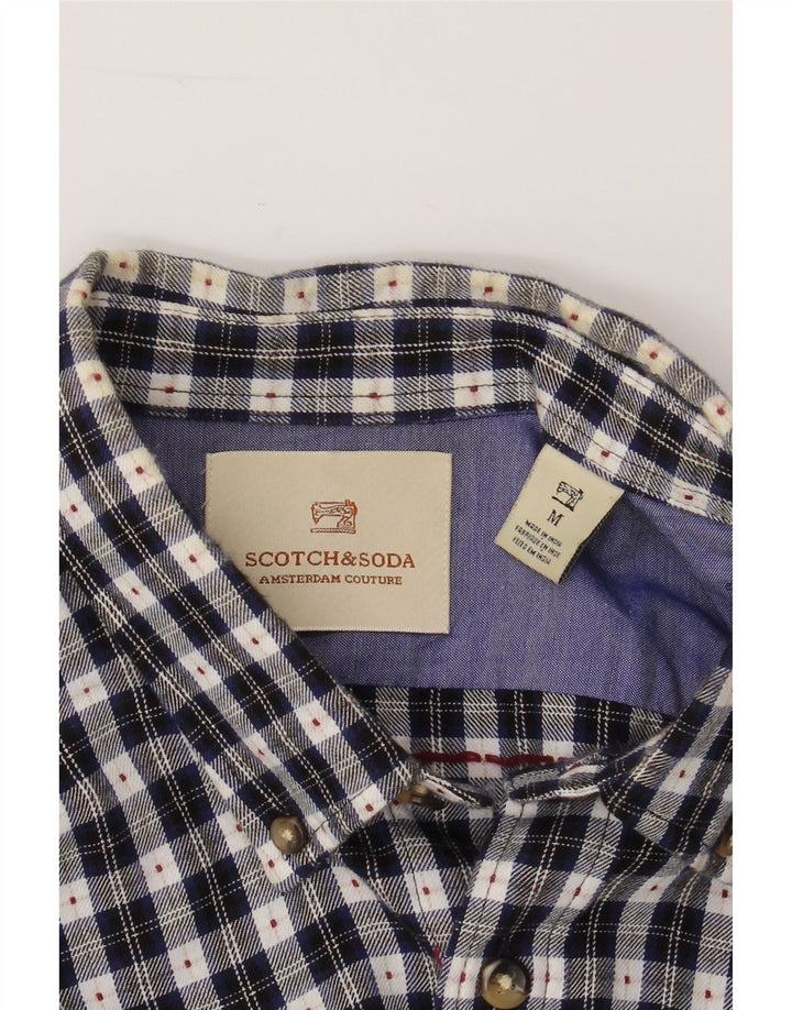 SCOTCH & SODA Mens Shirt Medium Navy Blue Check Cotton Vintage Scotch & Soda and Second-Hand Scotch & Soda from Messina Hembry 