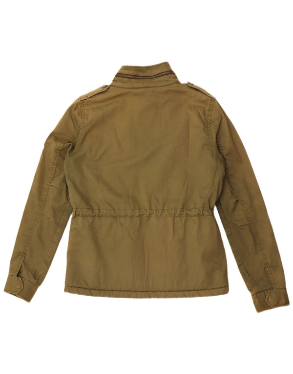 Jachetă militară cu glugă Superdry pentru femei UK 12, bumbac kaki mediu