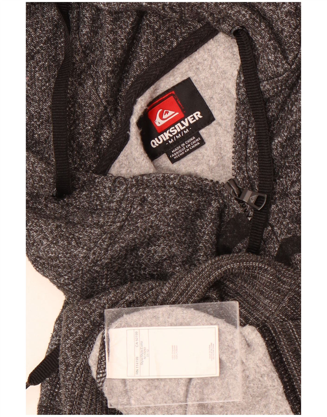 Pulover Quiksilver pentru bărbați, cu fermoar grafic, poliester, gri mediu