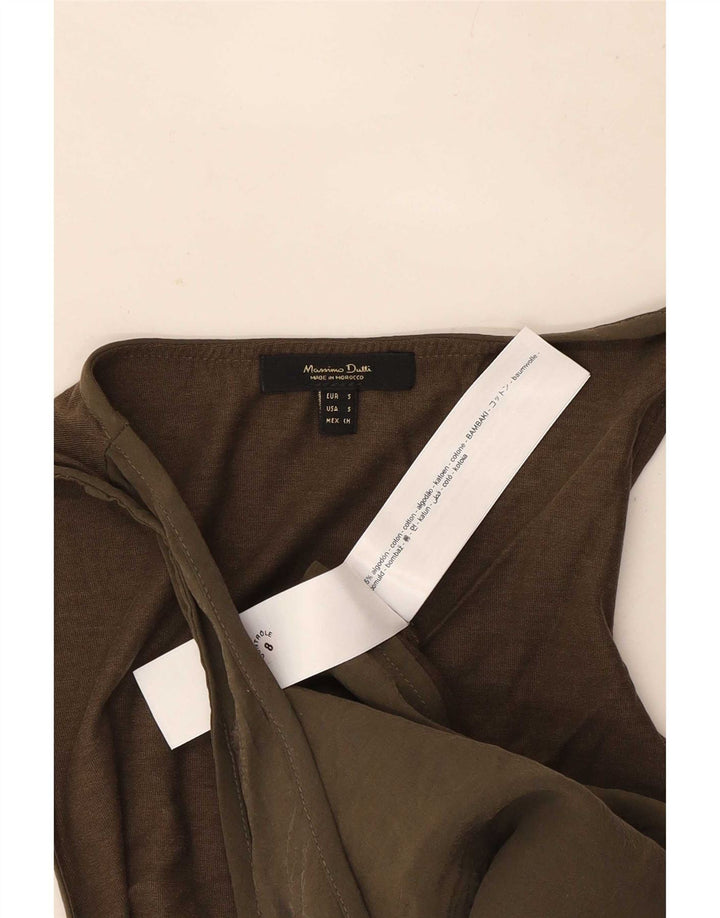 Massimo Dutti Femei Vest Top UK 10 Small Kaki Bumbac