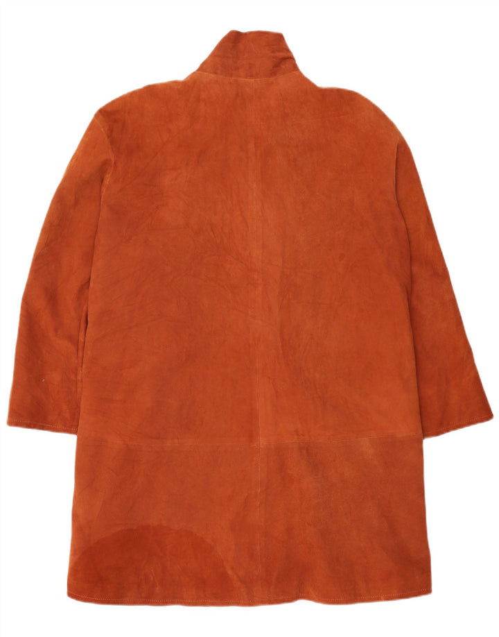 Pardesiu supradimensionat din piele intoarsa pentru femei Vintage IT 42 piele maro medie