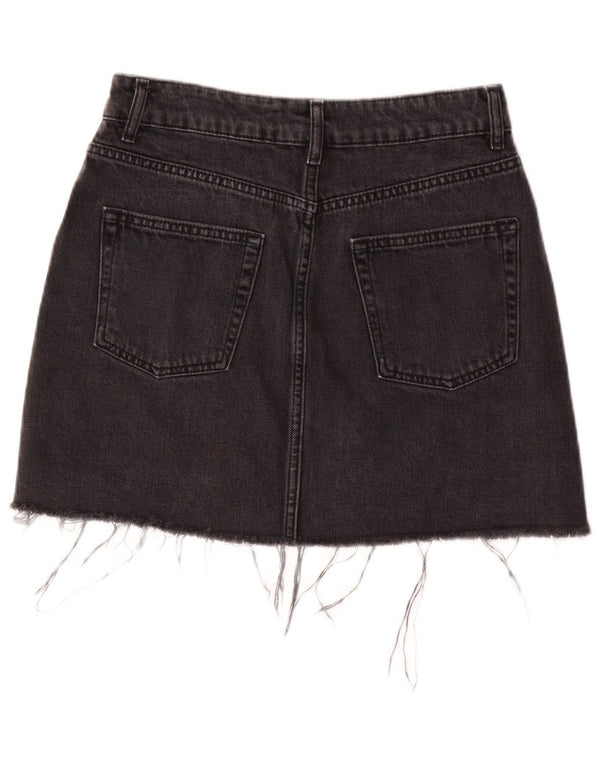Fusta Moto denim Topshop pentru femei UK 10 Small W26 Bumbac negru