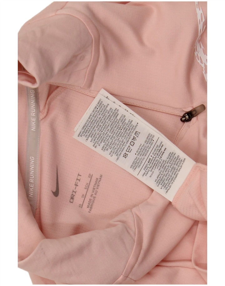 Top de trening Nike pentru femei, supradimensionat, cu grafic, cu fermoar, cu gât, roz