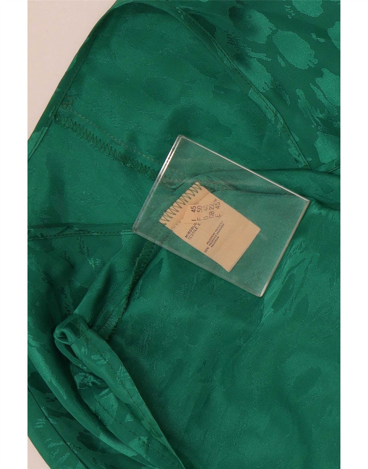 Bluză vintage pentru femei UK 22 2XL Poliester cu pete verzi