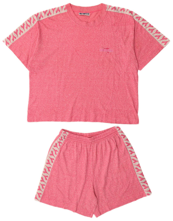 DIADORA Set 2 piese cu grafic supradimensionat pentru femei UK 10 Bumbac roșu mic