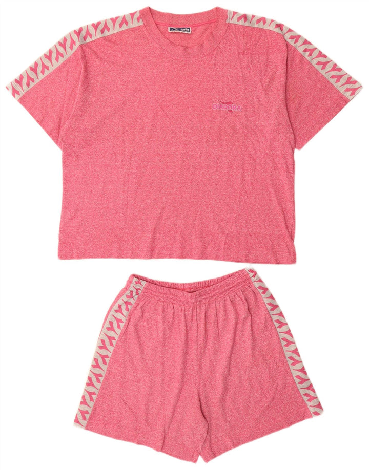 DIADORA Set 2 piese cu grafic supradimensionat pentru femei UK 10 Bumbac roșu mic