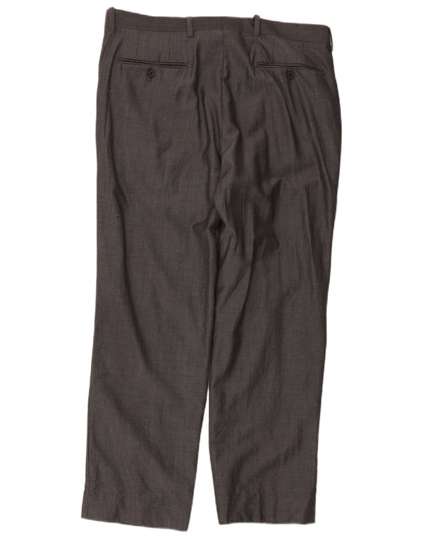 Marks & Spencer Pantaloni de costum drept bărbați cu autograf L34 L29 Lână gri