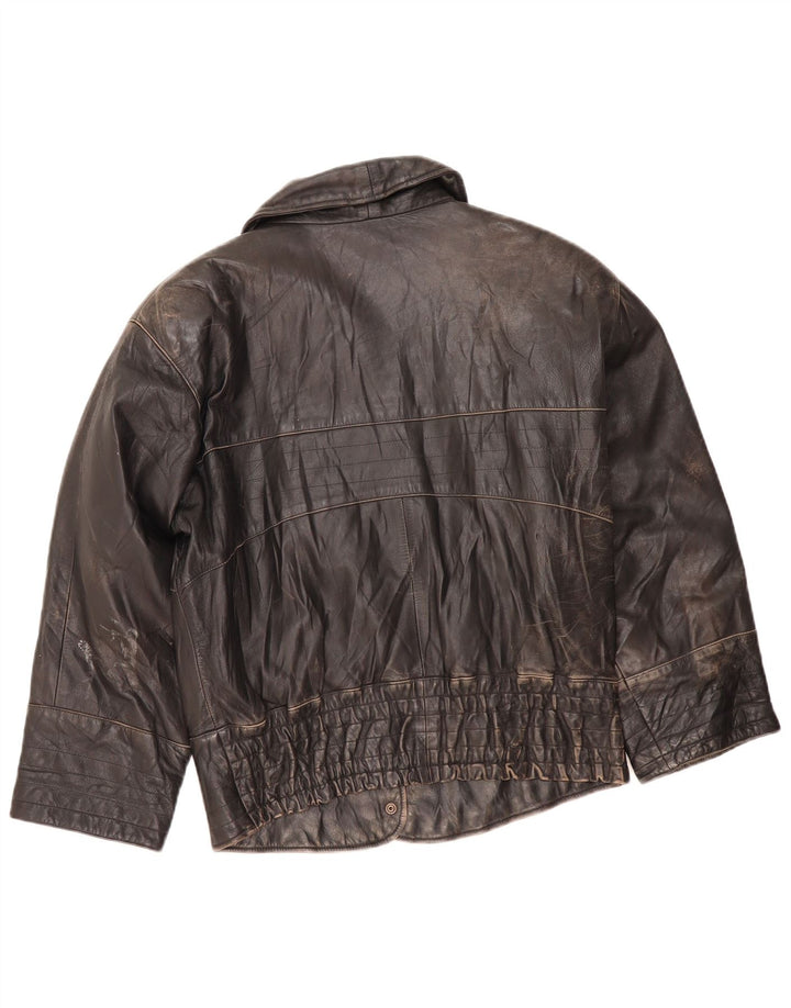 Jachetă de piele vintage pentru femei UK 16 mare maro