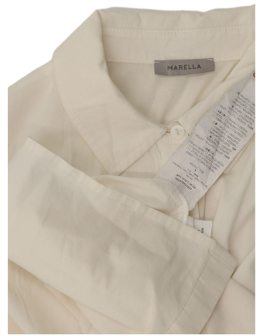 Bluză cămașă cu paragate Marella pentru femei UK 16 mare bumbac alb