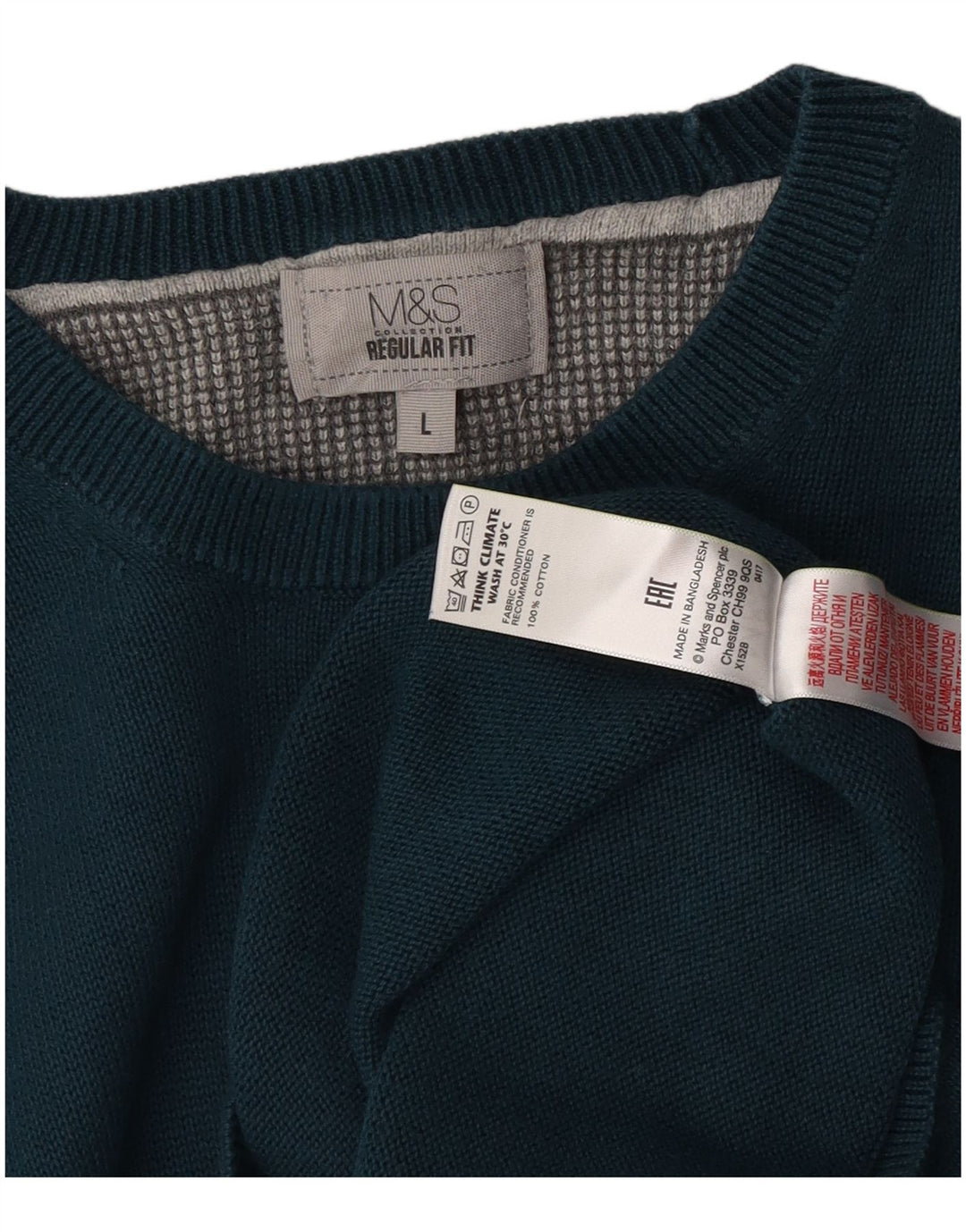 Pulover pentru bărbați Marks & Spencer, cu formă obișnuită, cu gât crew, mare, albastru, bumbac