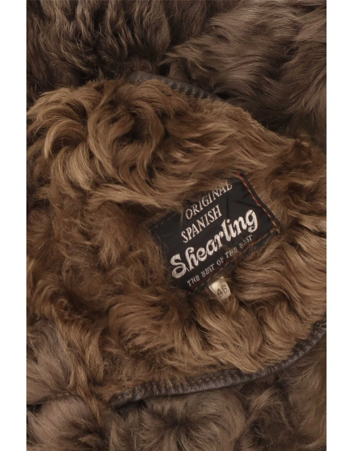 Jachetă vintage pentru femei din shearling EU 46 XL maro