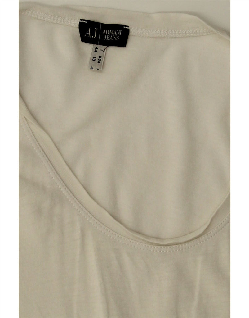 ARMANI Womens Graphic T-Shirt Top IT 44 Medium Off White Cotton Vintage Armani and Second-Hand Armani from Messina Hembry 