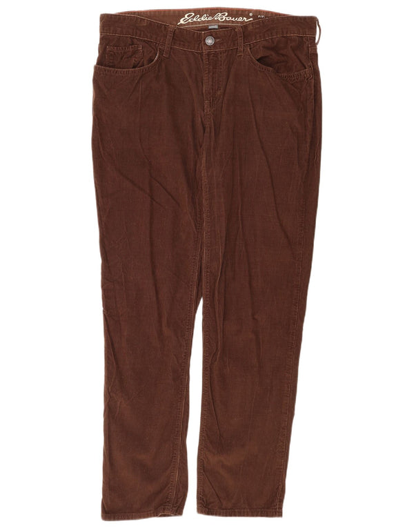 Eddie Bauer Pantaloni drepti din velur pentru femei US 12 Large W34 L31 Maro