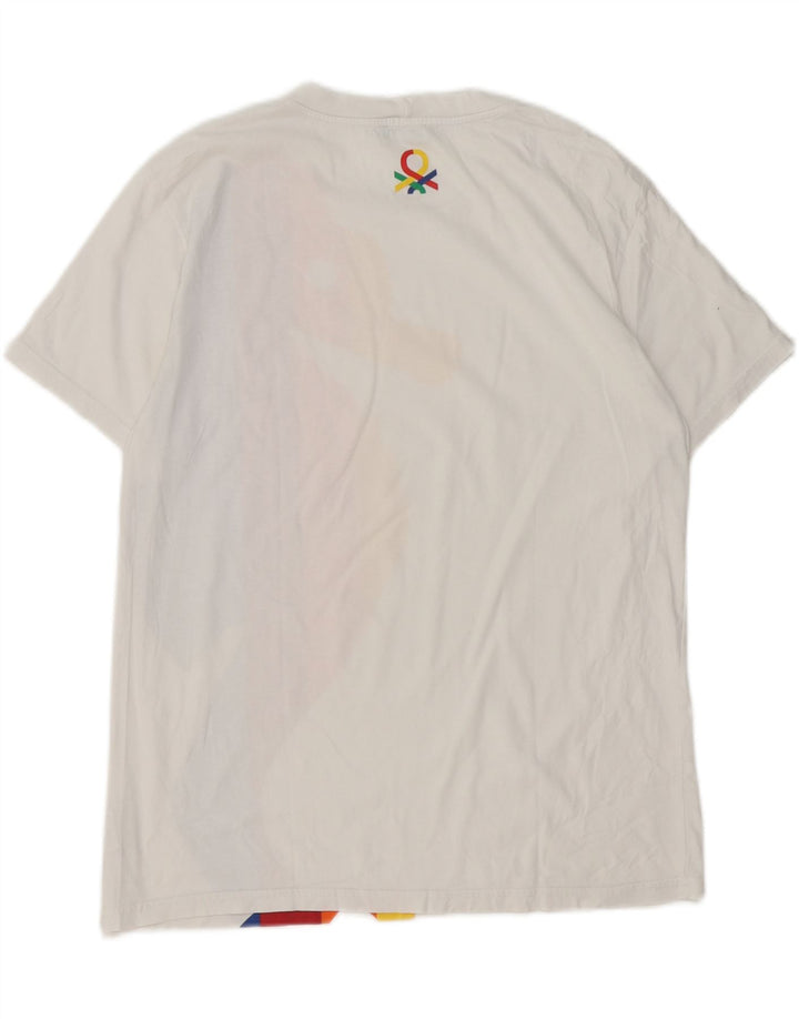 Tricou grafic Benetton pentru băieți Top 15-16 ani Bumbac alb mediu