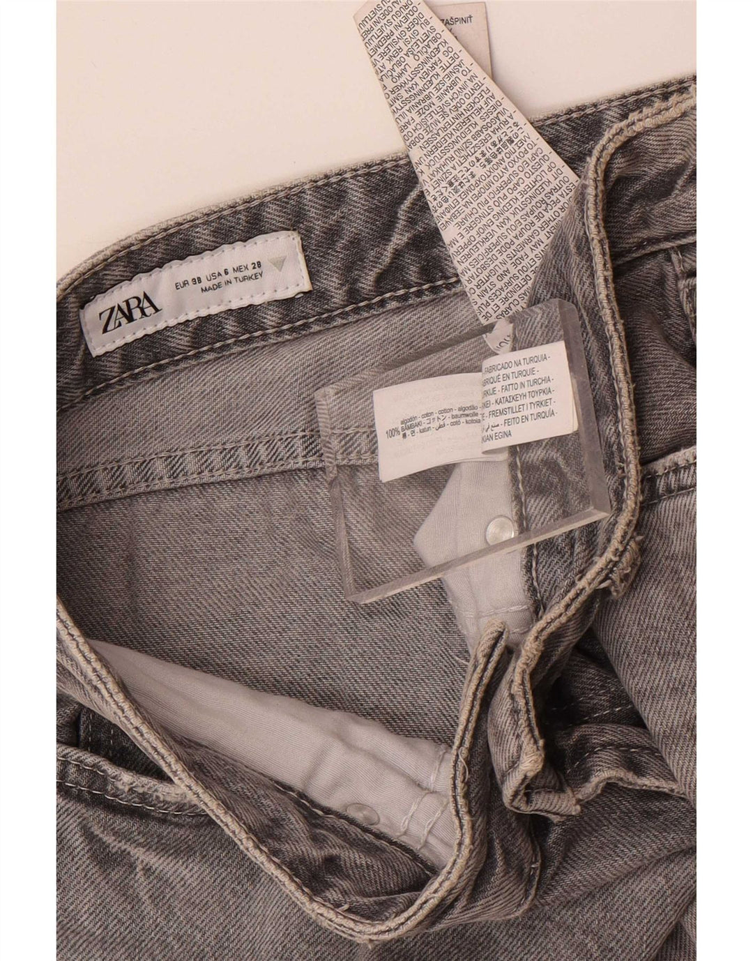 Blugi drepti pentru femei Zara EU 38 Mici L28 L34 Bumbac gri