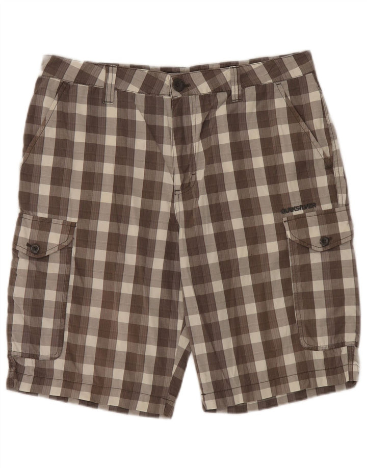 Pantaloni scurți cargo Quiksilver pentru bărbați W32, bumbac cu carouri maro mediu