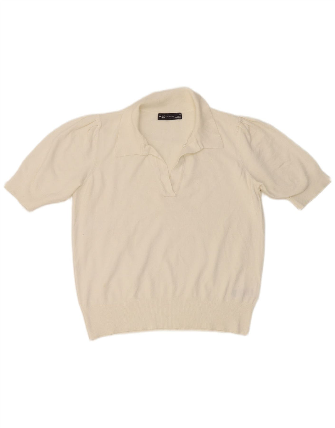 Tricou polo pentru femei Marks & Spencer UK 12 Medium White Viscose