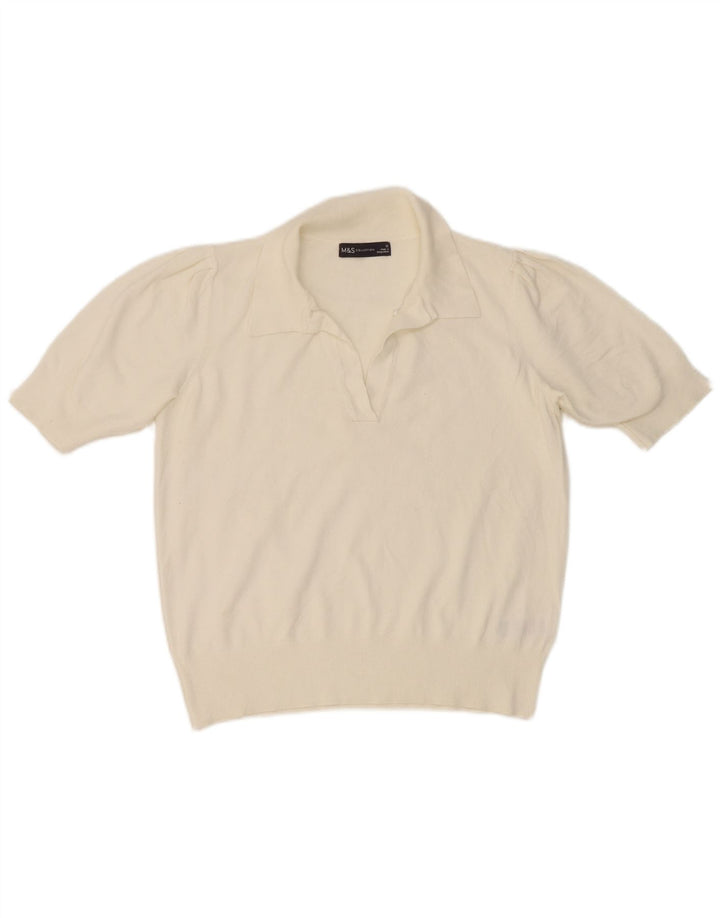 Tricou polo pentru femei Marks & Spencer UK 12 Medium White Viscose