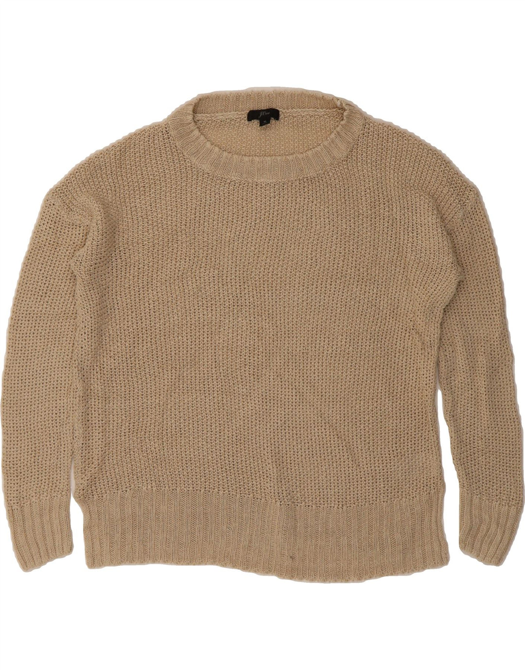 J. CREW Womens Crew Neck Jumper Sweater UK 14 Medium Beige Linen Vintage J. Crew and Second-Hand J. Crew from Messina Hembry 