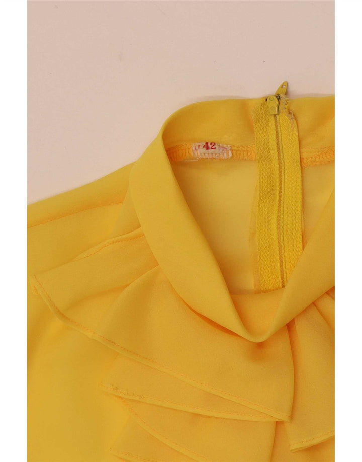 Vintage pentru femei cu mâneci lungi cu volan în față Top transparent IT 42 galben mediu