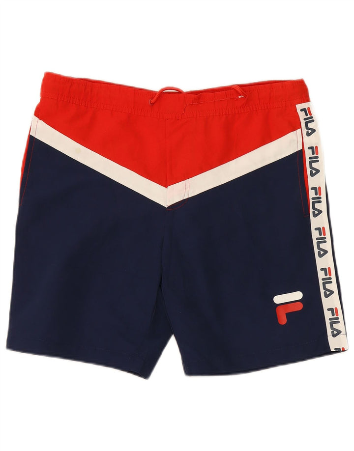 Pantaloni scurți de înot cu grafică Fila pentru bărbați, albastru, poliester color bloc