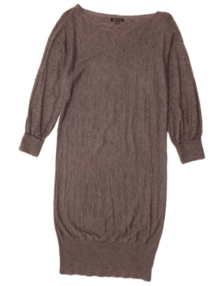 Massimo Dutti Rochie Jumper Femei UK 10 Lână Gri Mic