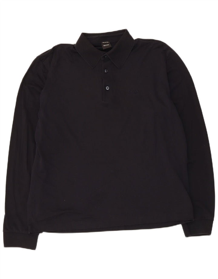 Tricou polo Hugo Boss pentru bărbați, bumbac mediu negru