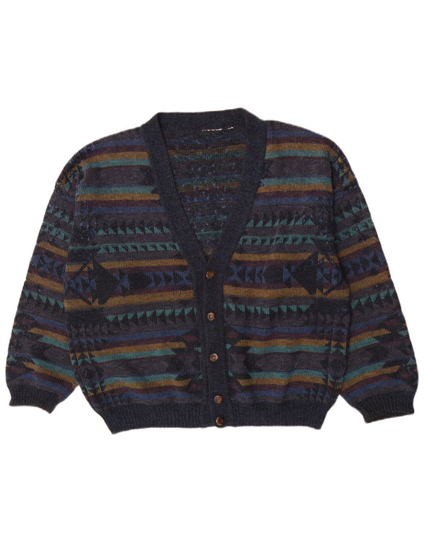 Cardigan Vintage pentru bărbați, mare, bleumarin, geometric
