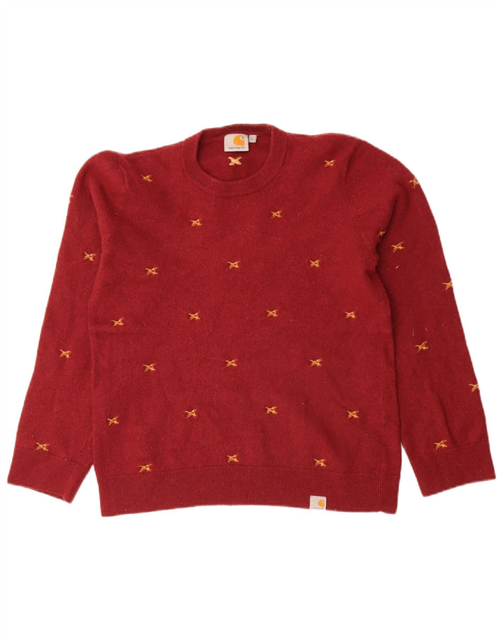 Pulover pentru femei Carhartt, cu model abstract, cu decolteu rotund, roșu mare, UK 14