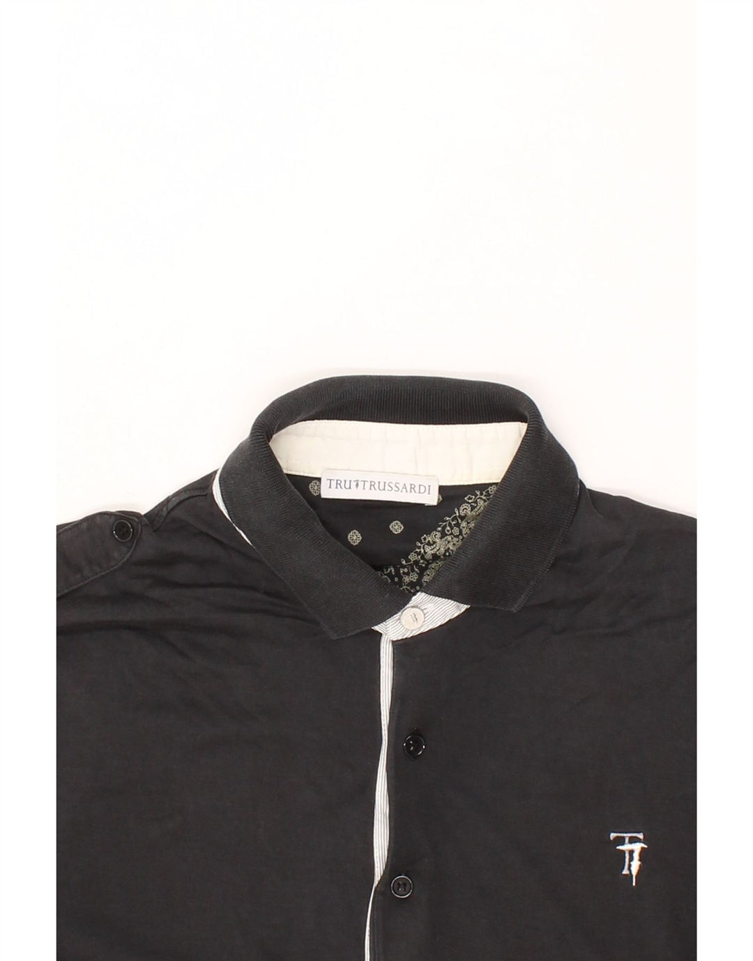 TRUSSARDI Mens Polo Shirt Medium Black Vintage Trussardi and Second-Hand Trussardi from Messina Hembry 