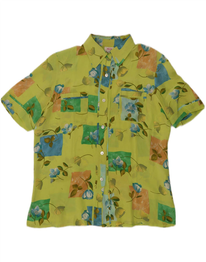 Bluză cămașă cu mânecă scurtă pentru femei CHERIE, IT 48 XL, verde, florală