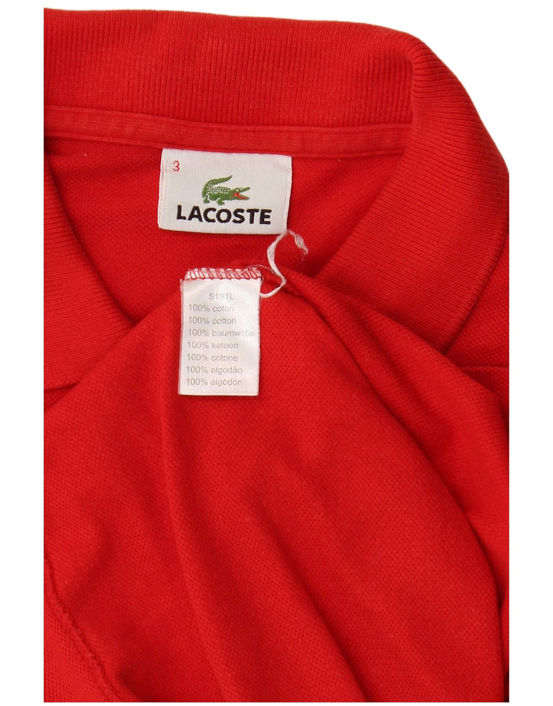 Tricou polo pentru bărbați LACOSTE Mărimea 3 Bumbac roșu mic