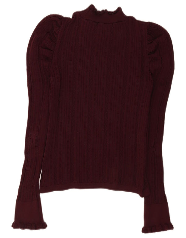 Bluză cu mânecă lungă pentru femei Zara UK 12 Burgundy mediu