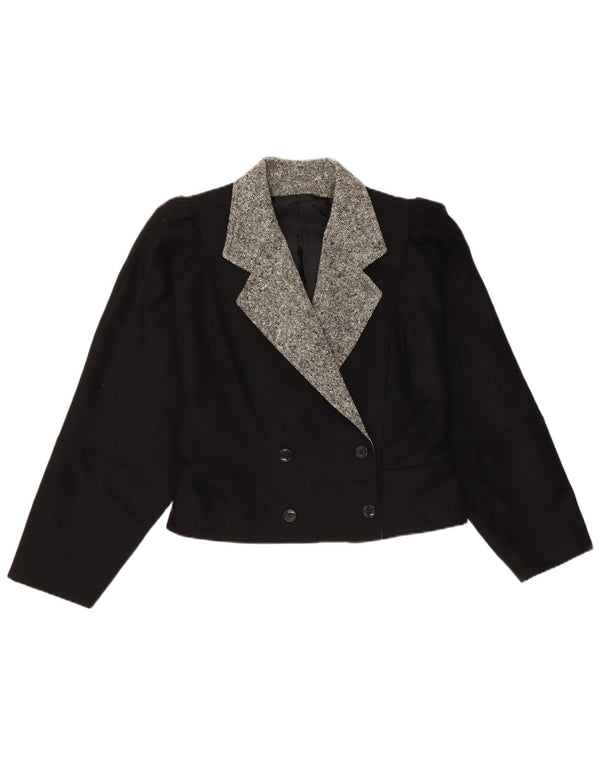 Jachetă vintage pentru femei crop blazer IT 44 Medium Black Colorblock