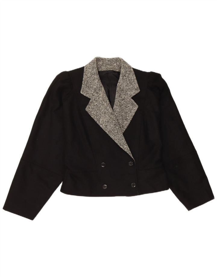 Jachetă vintage pentru femei crop blazer IT 44 Medium Black Colorblock