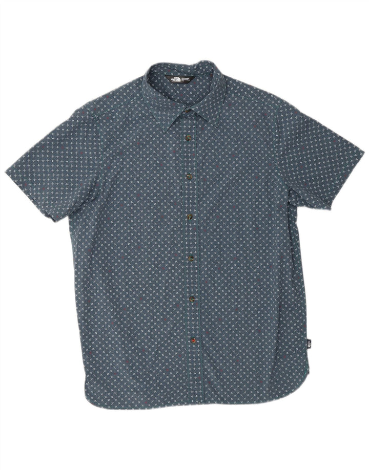 Cămașă cu mânecă scurtă pentru bărbați THE NORTH FACE, poliester geometric mare, albastru