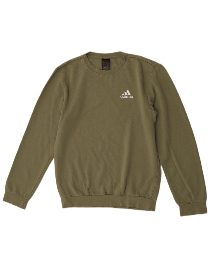 Hanorac pentru bărbați Adidas Jumper mic verde bumbac