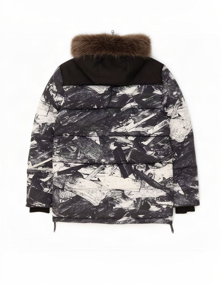 Jachetă de schi cu glugă pentru bărbați Superdry UK 42 XL Poliester geometric negru