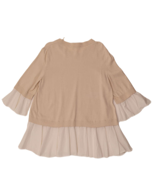 Cos, tunic cu mâneci 3/4 pentru femei UK 14 mediu, bej, bumbac color bloc