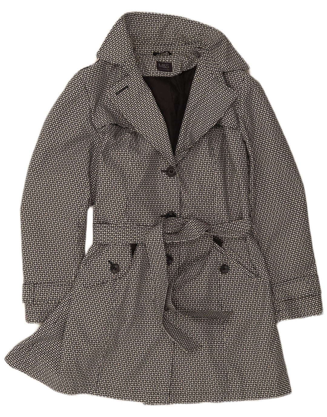 Trench pentru femei Marks & Spencer UK 18 XL Poliester geometric negru