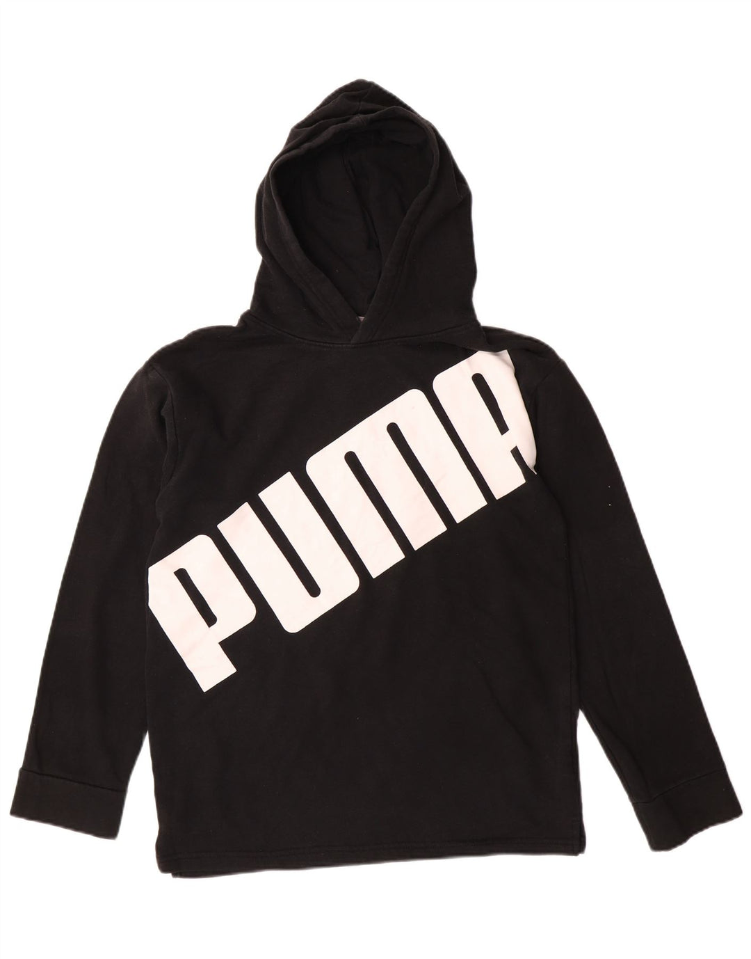 Pulover Puma pentru băieți cu glugă grafică 13-14 ani XL bumbac negru