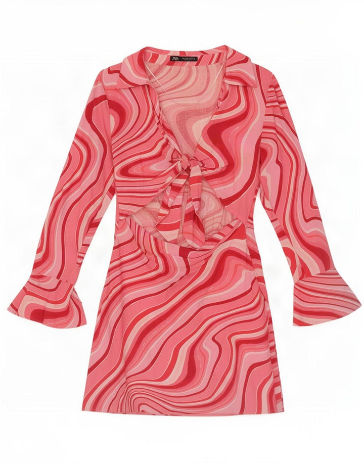 Rochie teacă cu model abstract decupat Zara UK 12 Roz mediu