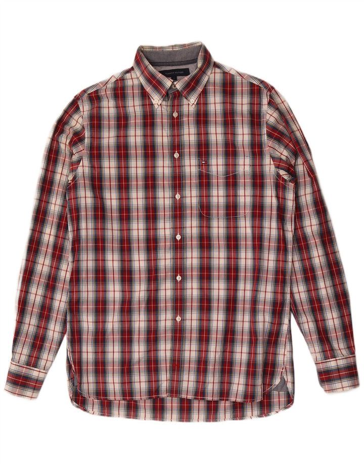 Cămașă personalizată pentru bărbați Tommy Hilfiger, bumbac cu carouri mici, roșii