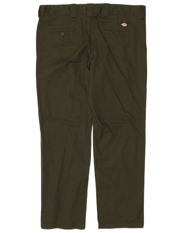 DICKIES Mens Slim Straight Chino Trousers W38 L32  Khaki Polyester